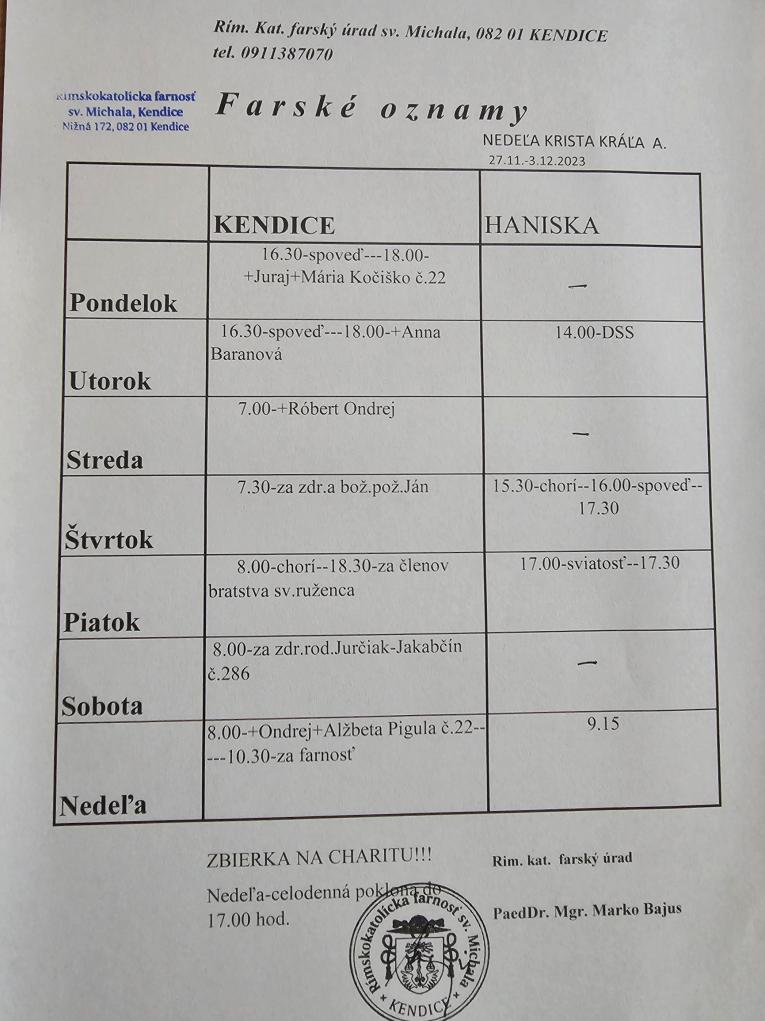 Farské oznamy od&nbsp;27.11.-3.12.2023