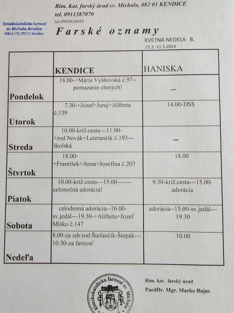 Farské oznamy od 25.3.-31.3.2024