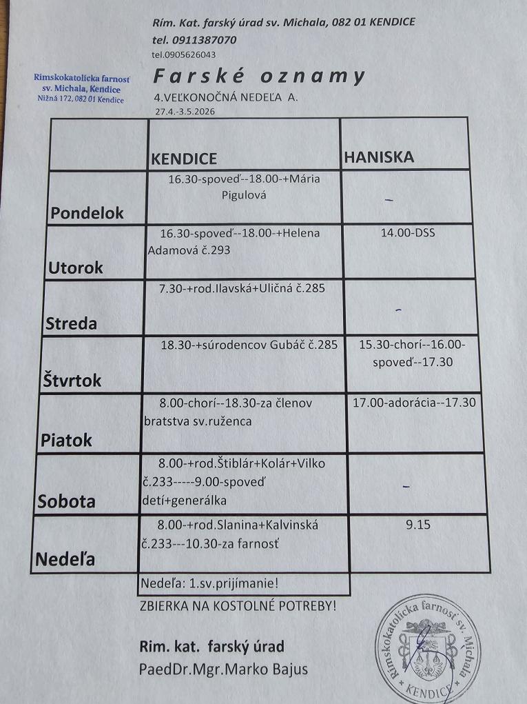 Farské oznamy