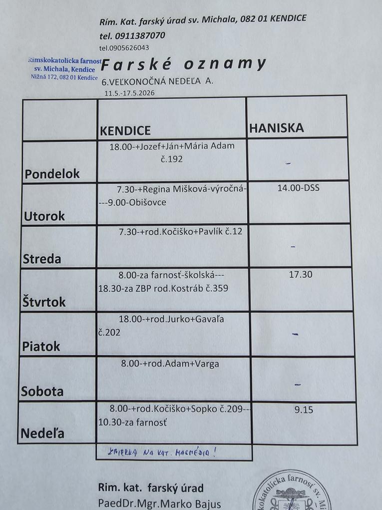 Farské oznamy