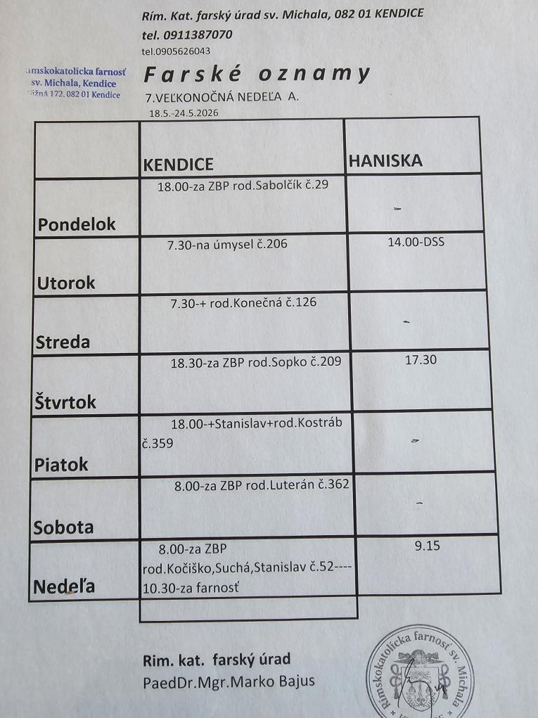 Farské oznamy