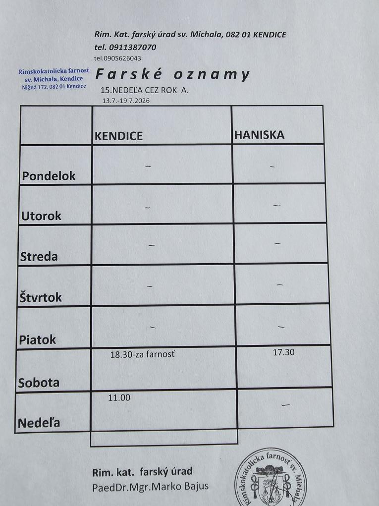 Farské oznamy