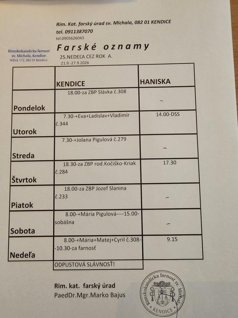 Farské oznamy