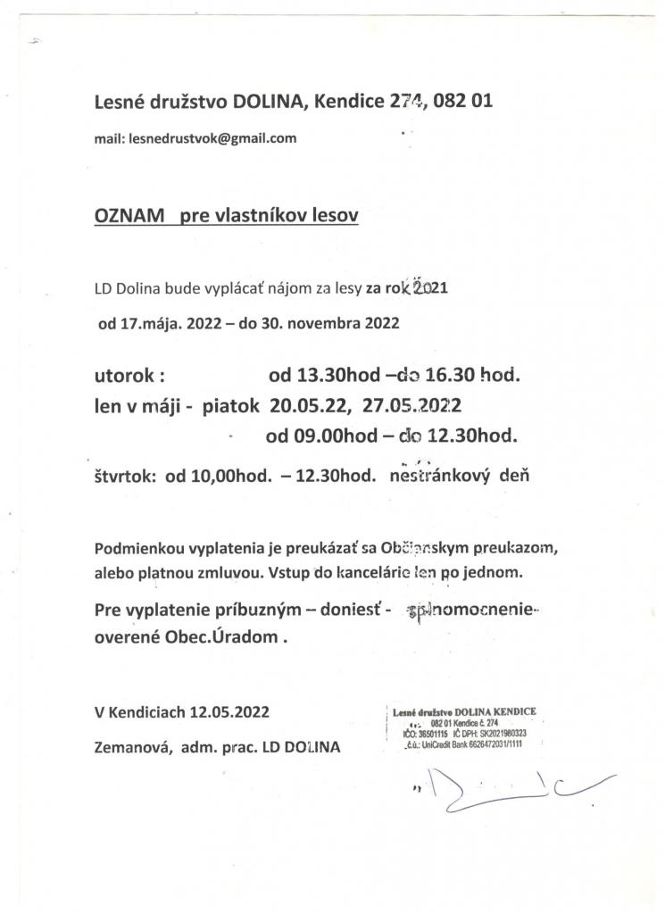 oznam pre vlastníkov lesov