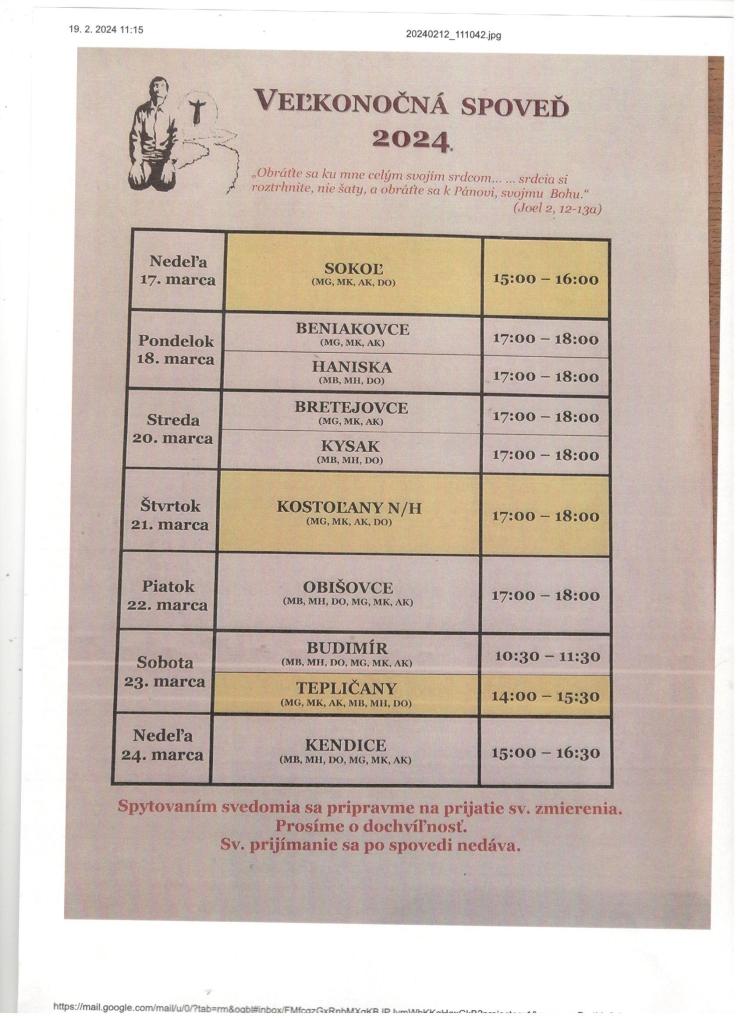 veľkonočná spoveď 2024