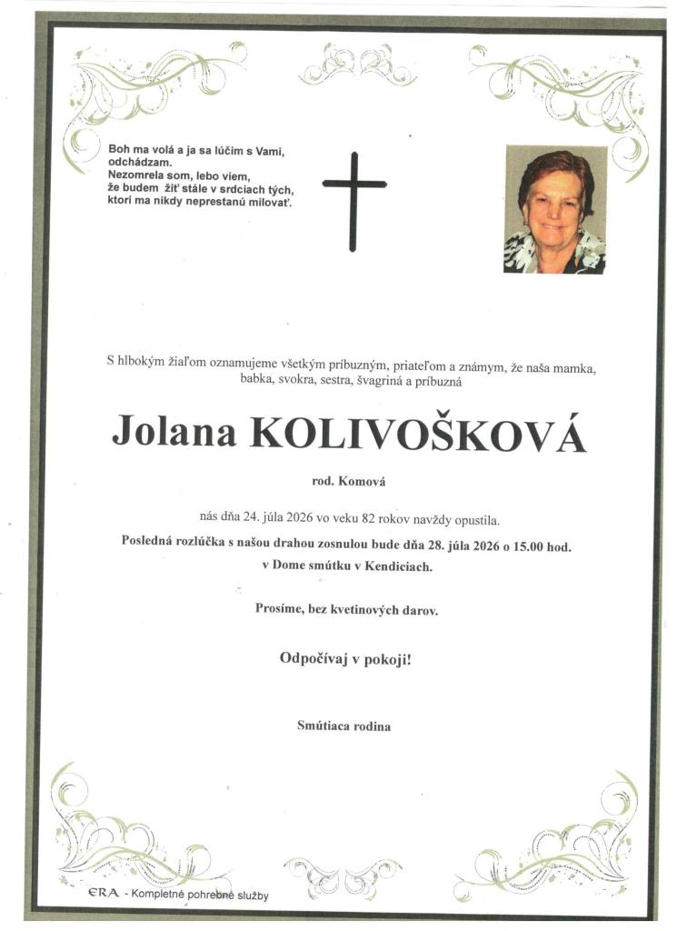 smútočné oznámenie