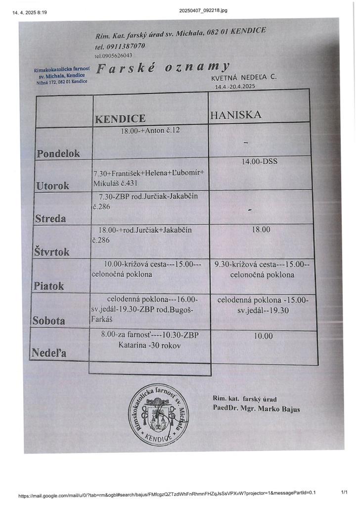 Farské oznamy