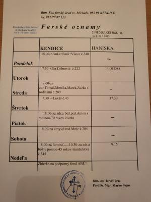 Farské oznamy od 16.1.-22.1.2023