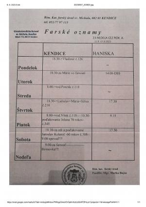 Farské oznamy od 11.9.-17.9.2023