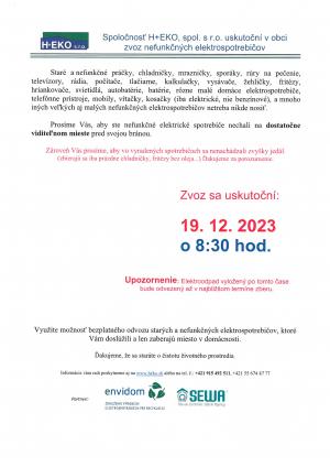 Zvoz nefunkčných elektrospotrebičov