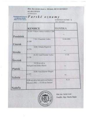 Farské oznamy od 10.6.-16.6.2024