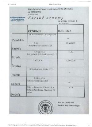 farské oznamy od 8.7.-14.7.2024