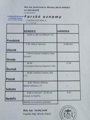 Farské oznamy