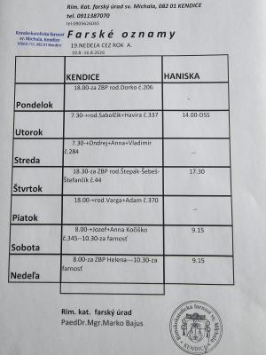 Farské oznamy